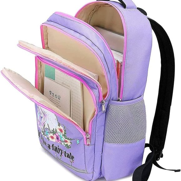 New Girls Backpack Kids Elementary Bookbag Girly School Bag with Insulated Lunch - Picture 13 of 16